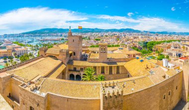 Almudaina Sarayı, Spai ile Palma de Mallorca havadan görünümü