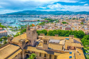 Almudaina Sarayı, Spai ile Palma de Mallorca havadan görünümü