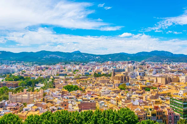 Flygfoto Över Palma Mallorca Med Santa Cruz Kyrkan Spanien — Stockfoto