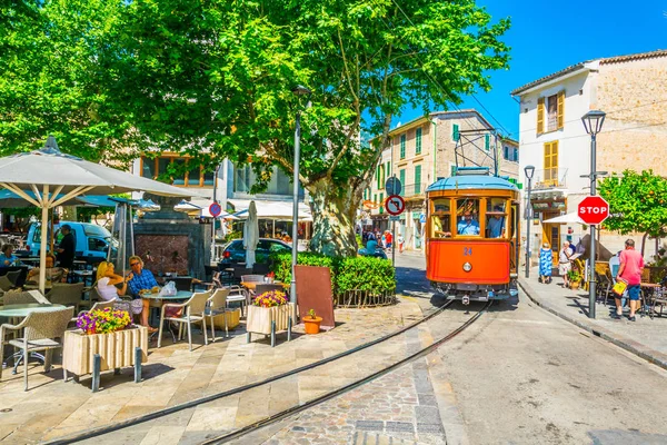 Soller Espanha Maio 2017 Tradicional Eléctrico Vermelho Está Passando Pelo — Fotografia de Stock