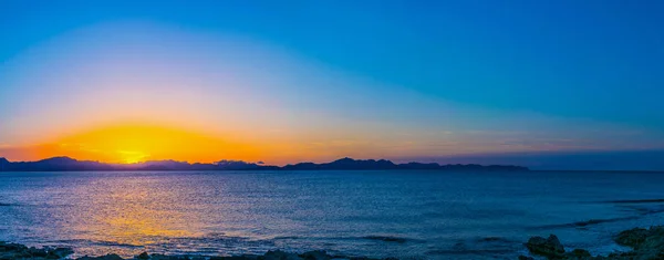 Západ Slunce Nad Zátoce Alcudia Mallorce Spai — Stock fotografie