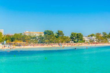 Tatil yerleri & Mallorca, Spai kumsalda Alcudia yanında gergin