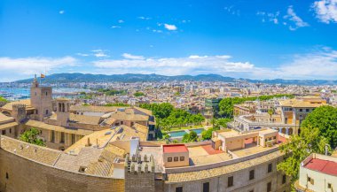 Almudaina Sarayı, Spai ile Palma de Mallorca havadan görünümü