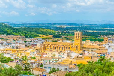 Felanitx hava görünümünü Sant Miguel kilise, Mallorca, Spai