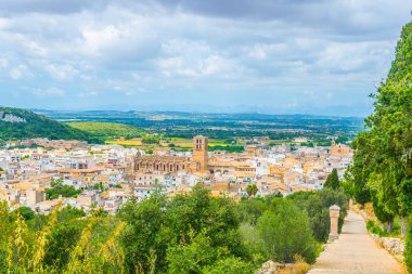 Felanitx hava görünümünü Sant Miguel kilise, Mallorca, Spai