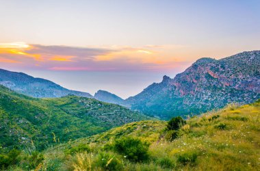 Serra Tramuntana Sıradağları, Mallorca, Spai gün batımı görünümü