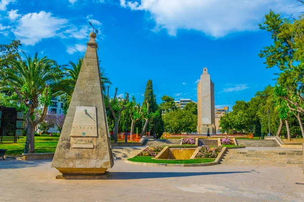 Parque Junto Mar Con Reloj Sol Palma Mallorca Spai — Foto de Stock