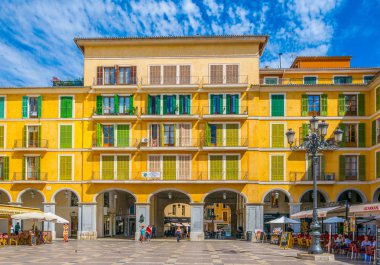 Palma De Mallorca, İspanya, 18 Mayıs 2017: Görünüm, Placa Binbaşı içinde tarihi merkezi, Palma de Mallorca, Spai