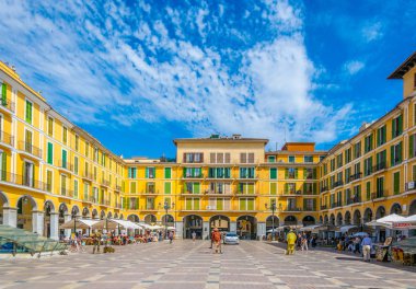 Palma De Mallorca, İspanya, 18 Mayıs 2017: Görünüm, Placa Binbaşı içinde tarihi merkezi, Palma de Mallorca, Spai