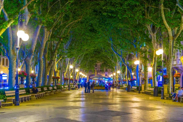 Palma Mallorca España Mayo 2017 Vista Nocturna Del Passeig Del — Foto de Stock