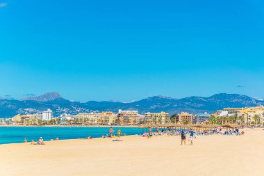 PALMA DE MALLORCA, SPAIN, MAY 19, 2017: Playa de Palma beach at Palma de Mallorca, Spai