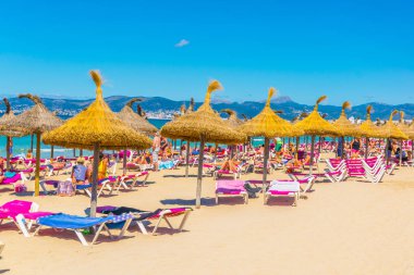PALMA DE MALLORCA, SPAIN, MAY 19, 2017: Playa de Palma beach at Palma de Mallorca, Spai