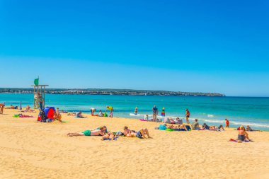 PALMA DE MALLORCA, SPAIN, MAY 19, 2017: Playa de Palma beach at Palma de Mallorca, Spai