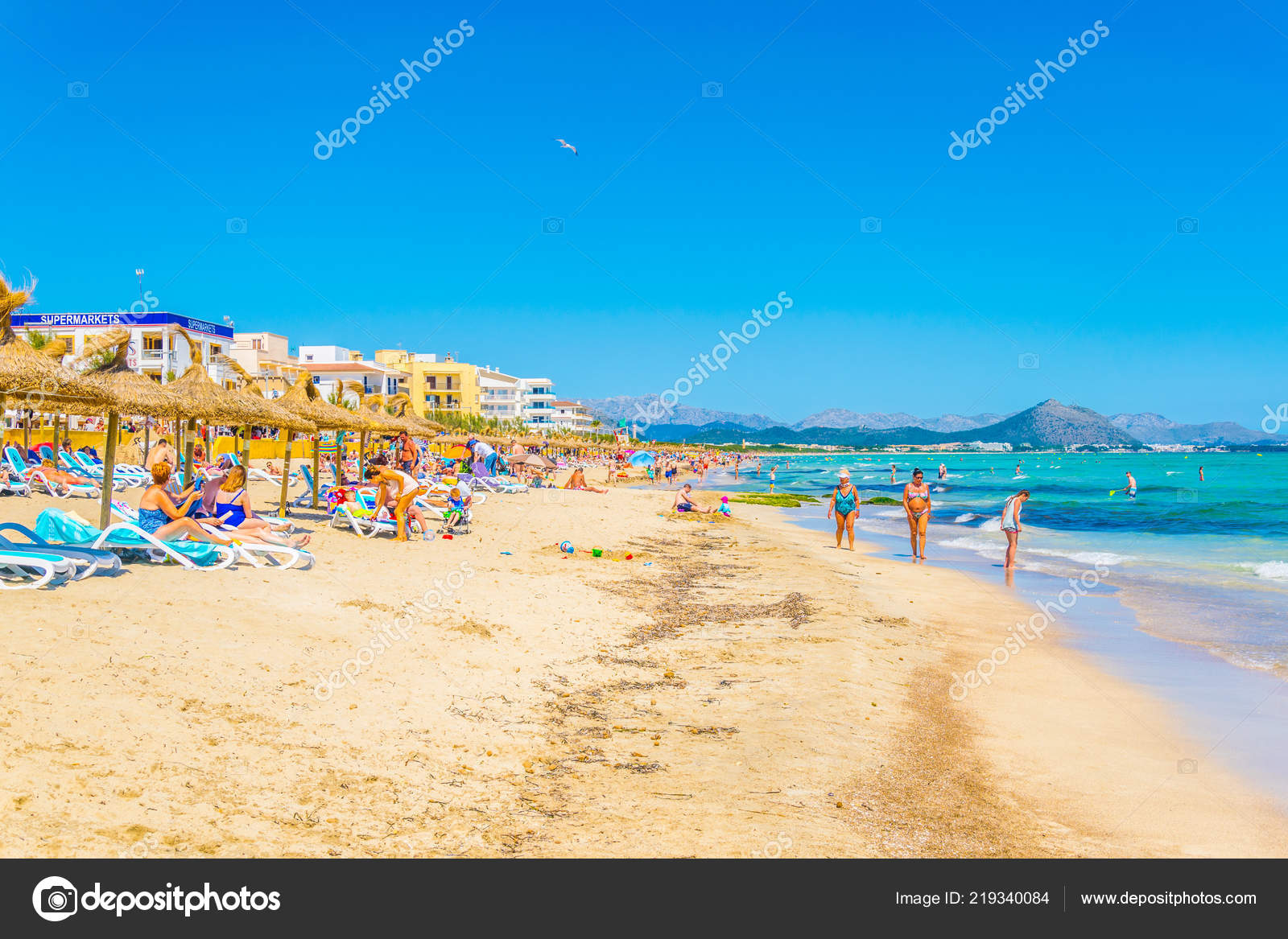 Can Picafort Spain May 2017 Playa Muro Can Picafort Spai Stock