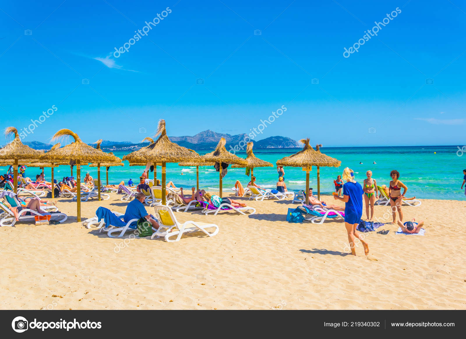 Can Picafort Spain May 2017 Playa Muro Can Picafort Spai Stock