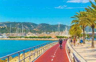 PALMA DE MALLORCA, SPAIN, MAY 18, 2017: Seaside promenade at Palma de Mallorca, Spai