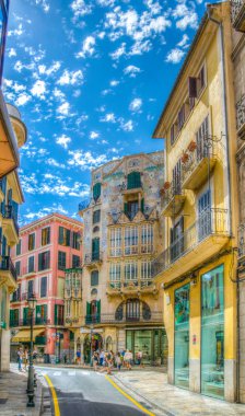 Palma De Mallorca, İspanya, 18 Mayıs 2017: Görünüm ünlü Palacio Rey içinde tarihi merkezi Palma de Mallorca, Spai