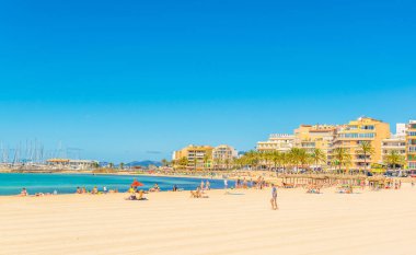 PALMA DE MALLORCA, SPAIN, MAY 19, 2017: Playa de Palma beach at Palma de Mallorca, Spai