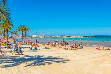PALMA DE MALLORCA, SPAIN, MAY 19, 2017: Playa de Palma beach at Palma de Mallorca, Spai