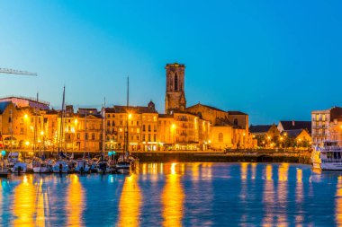 Gün batımı görünümü, eski liman, La Rochelle, Frangı