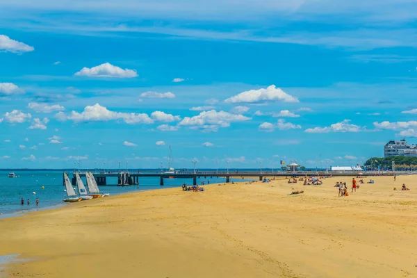 Вид Песчаный Пляж Аркашоне Франция — стоковое фото