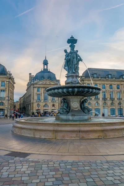 Fontänen Place Bourse Bordeaux Franc — Stockfoto