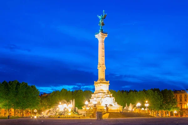 Anıt Aux Girondins Bordeaux Frangı Gece Görünümü — Stok fotoğraf