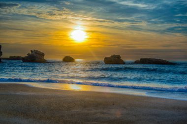 Biarritz, Frangı grande Beach gün batımı görünümü