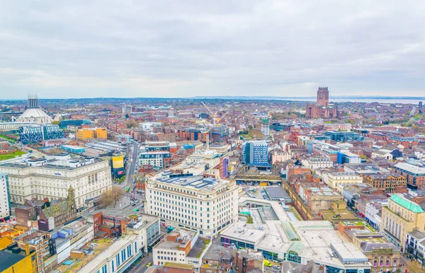 Vista Aérea Das Catedrais Liverpool Englan — Fotografia de Stock