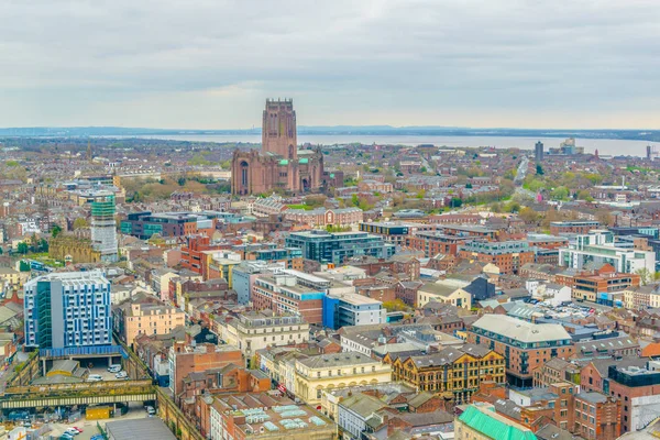 Vista Aérea Liverpool Incluindo Catedral Englan — Fotografia de Stock