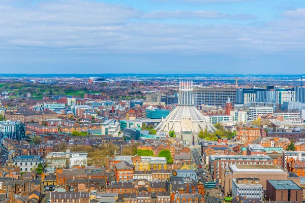 Vista Aérea Liverpool Incluindo Catedral Metropolitana Englan — Fotografia de Stock