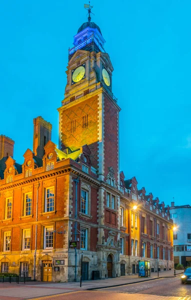 Vista Atardecer Del Ayuntamiento Leicester Englan —  Fotos de Stock