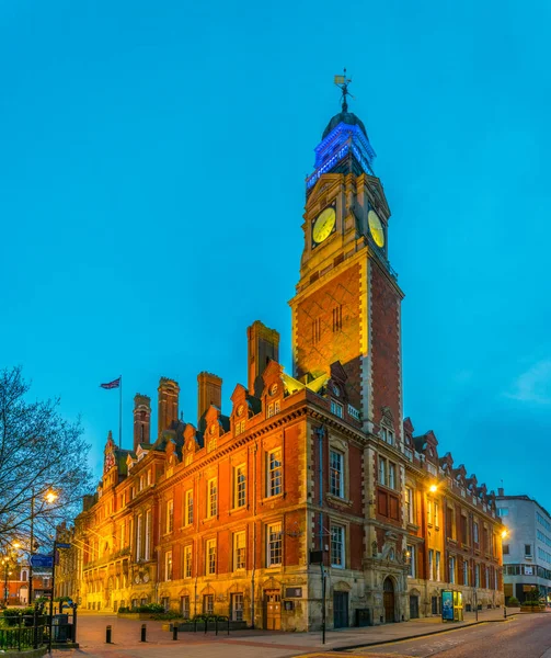 Sonnenuntergang Blick Auf Das Rathaus Leicester England — Stockfoto