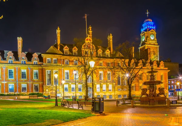 Nachtansicht Des Rathauses Leicester England — Stockfoto