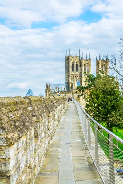 Lincoln Kalesi Englan Sur Üzerinde Görüntülendi Lincoln Cathedral — Stok fotoğraf