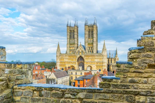 Lincoln Kalesi Englan Sur Üzerinde Görüntülendi Lincoln Cathedral — Stok fotoğraf