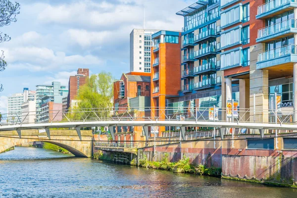 Riverside Floden Irwell Manchester Englan — Stockfoto