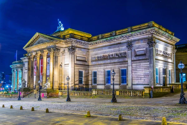 Éjszakai Kilátás Walker Art Gallery Ben Liverpool Englan — Stock Fotó