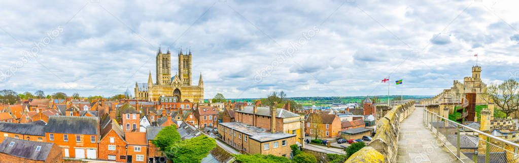 Aerial view of the lincoln cathedral, Englan