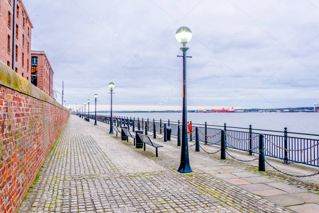View of the kings parade in docklands of Liverpool, Englan