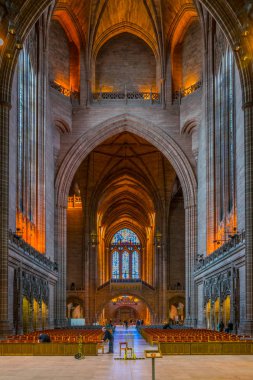 Liverpool, Birleşik Krallık, 7 Nisan 2017: iç Liverpool Katedrali, Englan