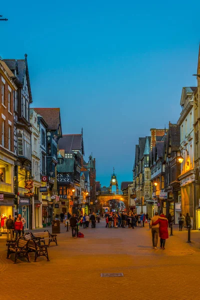 Chester United Kingdom April 2017 Sunset View Traditional Tudor Houses — стоковое фото