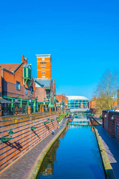 Birmingham Storbritannien April 2017 Restaurang Tillsammans Med Vattenkanal Den Centrala — Stockfoto