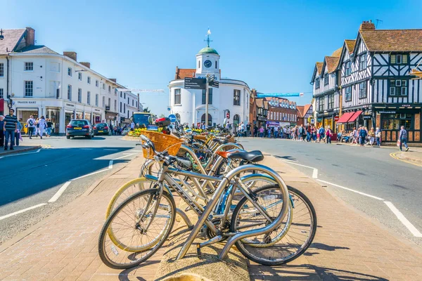 Stratford Avon Egyesült Királyság 2017 Április Kerékpárok Parkolt Utcán Stratford — Stock Fotó