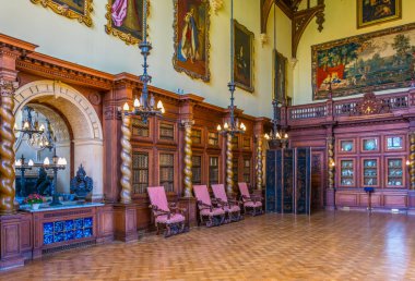 Stamford, Englan yakınındaki Burghley evin iç Stamford, Birleşik Krallık, 9 Nisan 2017: