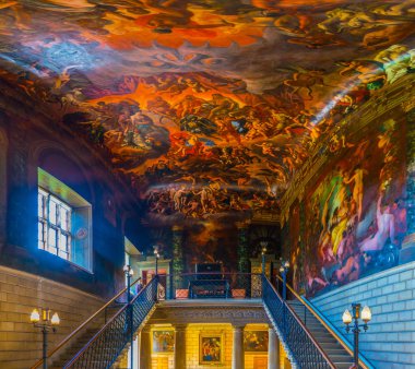 Stamford, Englan yakınındaki Burghley evin iç Stamford, Birleşik Krallık, 9 Nisan 2017: