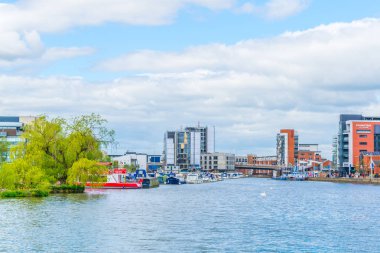 Lincoln, Birleşik Krallık, 10 Nisan 2017: Riverside Lincoln, Englan brayford havuzu