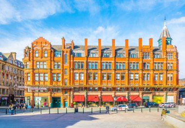 Manchester, Englan büyük Kuzey meydanda görünümünü Manchester, Büyük Britanya, 11 Nisan 2017: