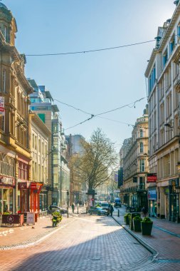 Bir alışveriş caddesi Merkez Birmingham, Englan görünümünü Birmingham, Birleşik Krallık, 9 Nisan 2017: