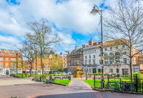 Leicester Regno Unito Aprile 2017 Veduta Una Piazza Fronte Municipio — Foto Stock